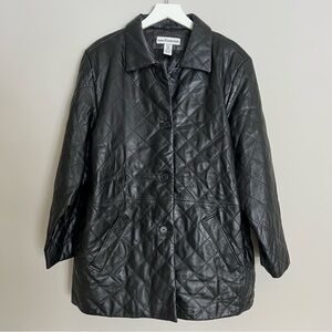 Modern Essentials Black Quilted Leather Jacket, Size 20/22W